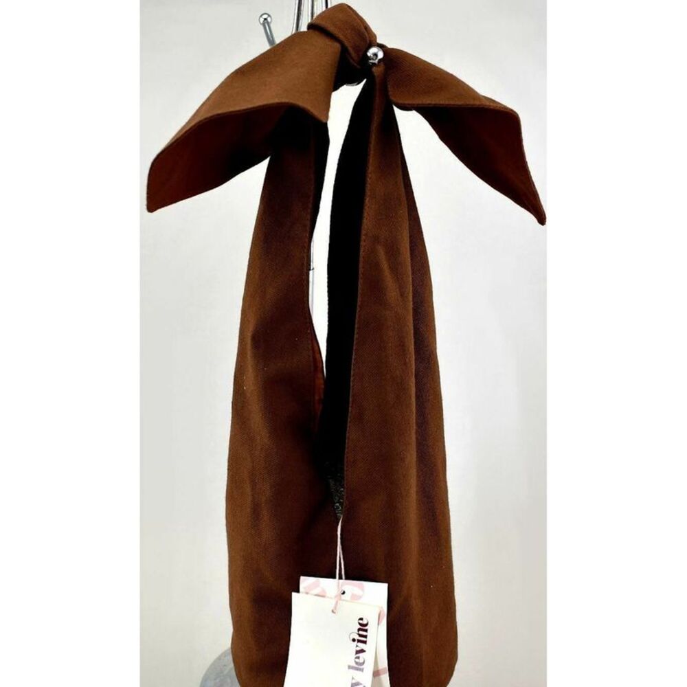 Emily Levine Women's Brown Canvas Knot Wicker Base Adjustable Strap